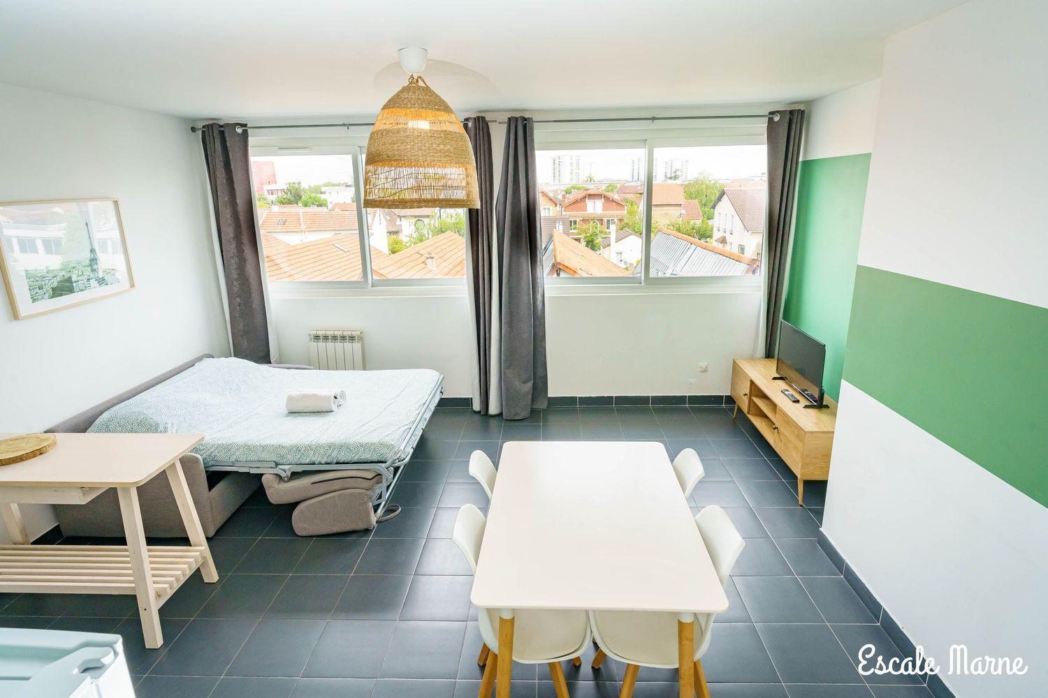 Escale-Marne Fr - 201 - Free Parking - Free Luggage Storage - All Equipped - Linen Included - Washing Machine - Luxury Emma Mattress 160X200 - 10Mn Walk Metro 8 - Rer A - Panoramic View - From 1 To 6 Guests Мезон-Альфор Экстерьер фото